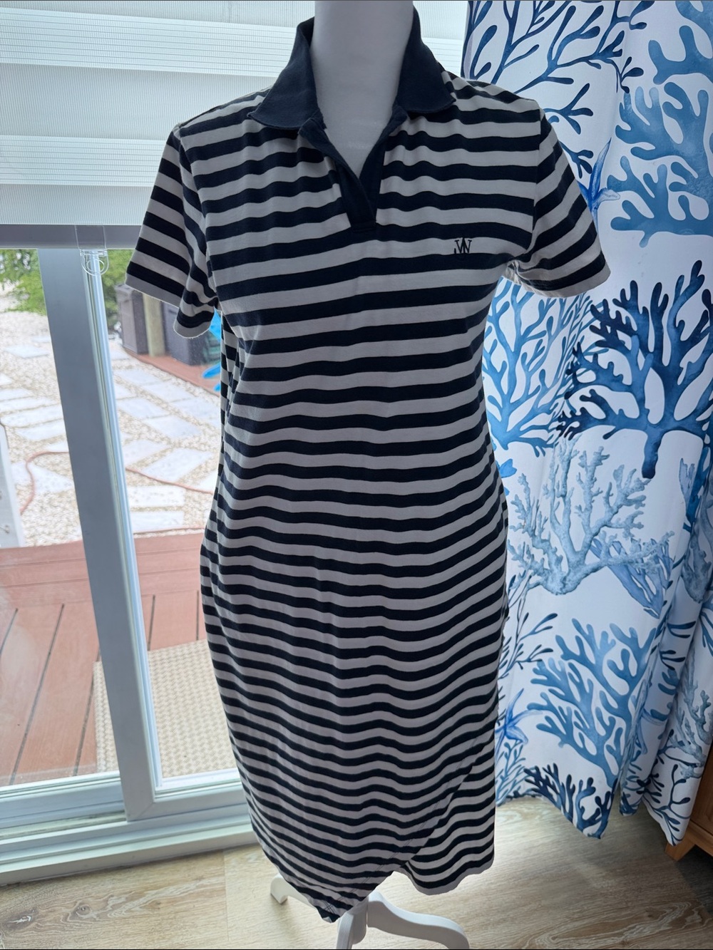 JW ANDERSON Black and White Striped Polo Dress